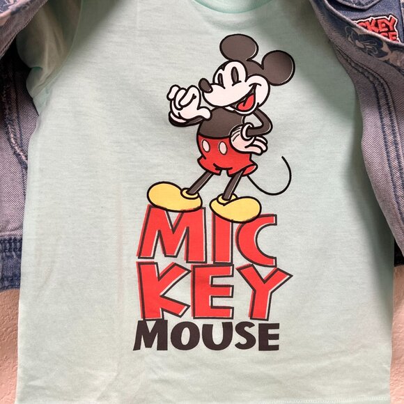 NWT Disney Mickey Mouse 2 Piece Denim Jacket and T Shirt Kids Size 6 - Picture 5 of 6